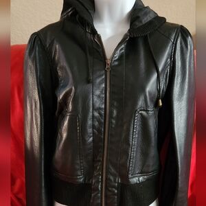 Miss London pleather hooded Jacket